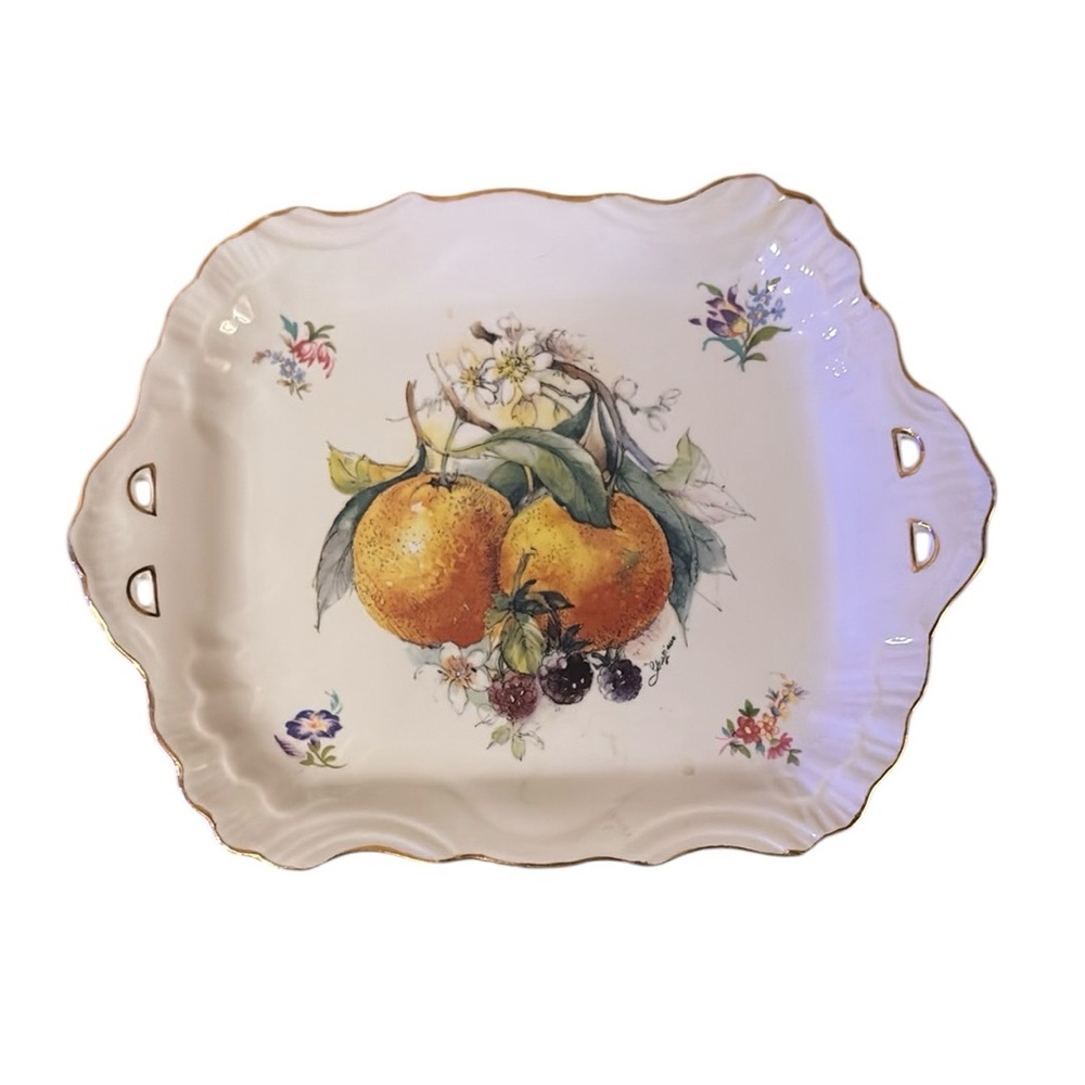 Vintage Formalities by Baum Bros Fruit Design Porcelain Tray